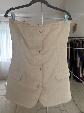 Ronny Kobo Cream Frayed-Edge Top